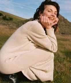 The Ashton Sweater Dress | Natural Pointelle -AURIN Clothing Shop Allie3 2