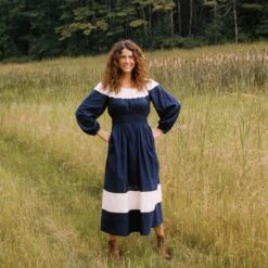 The Angeline Dress | Midnight Khadi -AURIN Clothing Shop Angeline fb feed