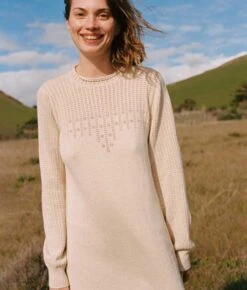 The Ashton Sweater Dress | Natural Pointelle -AURIN Clothing Shop Ashton1