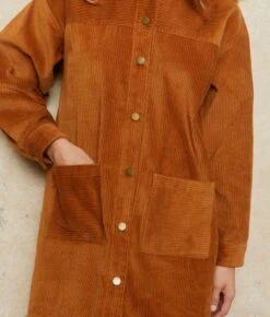 The Candice Dress | Cognac Corduroy -AURIN Clothing Shop Candice2