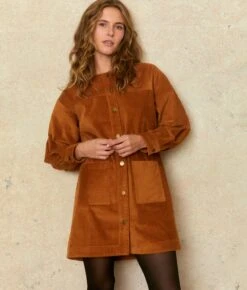 The Candice Dress | Cognac Corduroy -AURIN Clothing Shop Candice3