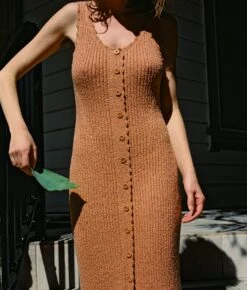 The Drew Dress | Toasted Nut Boucle -AURIN Clothing Shop Drew1