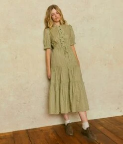 The Elle Dress | Geo Ditsy Sage -AURIN Clothing Shop Elle3 8de89ec1 68e1 421e bf1e fd249b55b57c