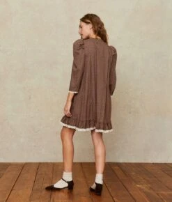 The Janae Dress | Geo Ditsy Hickory -AURIN Clothing Shop Janae2