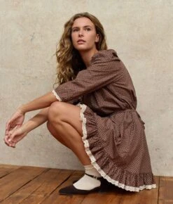 The Janae Dress | Geo Ditsy Hickory -AURIN Clothing Shop Janae6