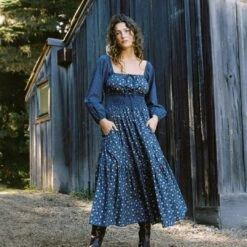 The Jennica Dress | Oat Straw Blue -AURIN Clothing Shop Jennica fb feed