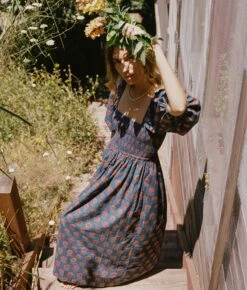 The Katrina Dress | Indigo Sunflower -AURIN Clothing Shop KatrinaCritty1