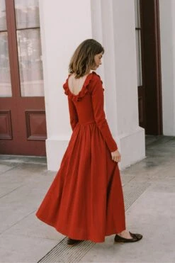 The Marion Dress | Red Dhalia -AURIN Clothing Shop Marion3