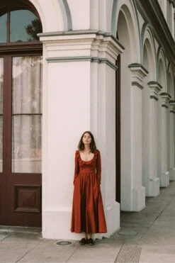 The Marion Dress | Red Dhalia -AURIN Clothing Shop Marion4