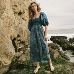 The Katrina Dress | Indigo Petunia Dot -AURIN Clothing Shop PetuniaDotFB